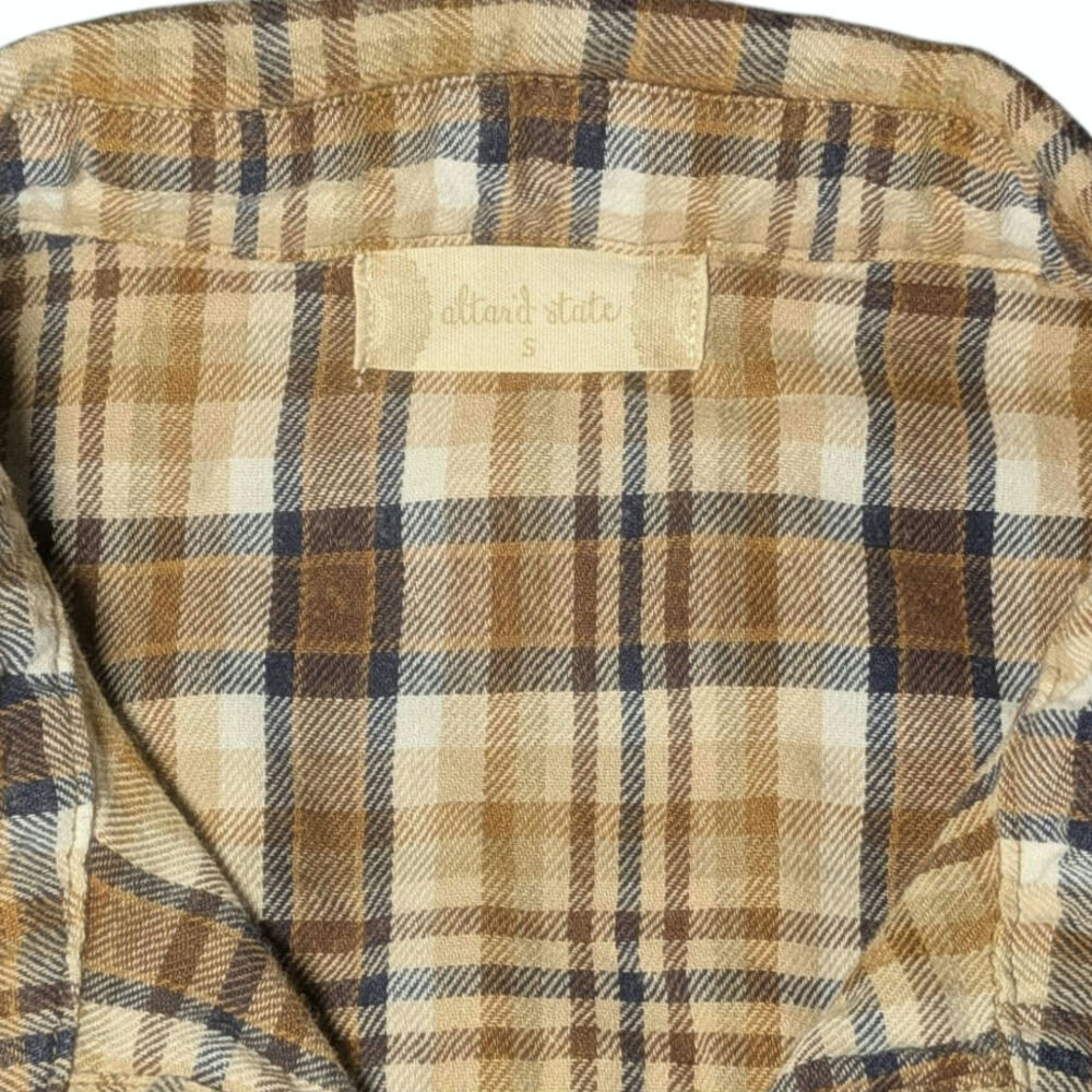 Altar'd State Nashville Graphic Cropped Plaid Flannel Shirt Brown Small Western - Picture 8 of 9